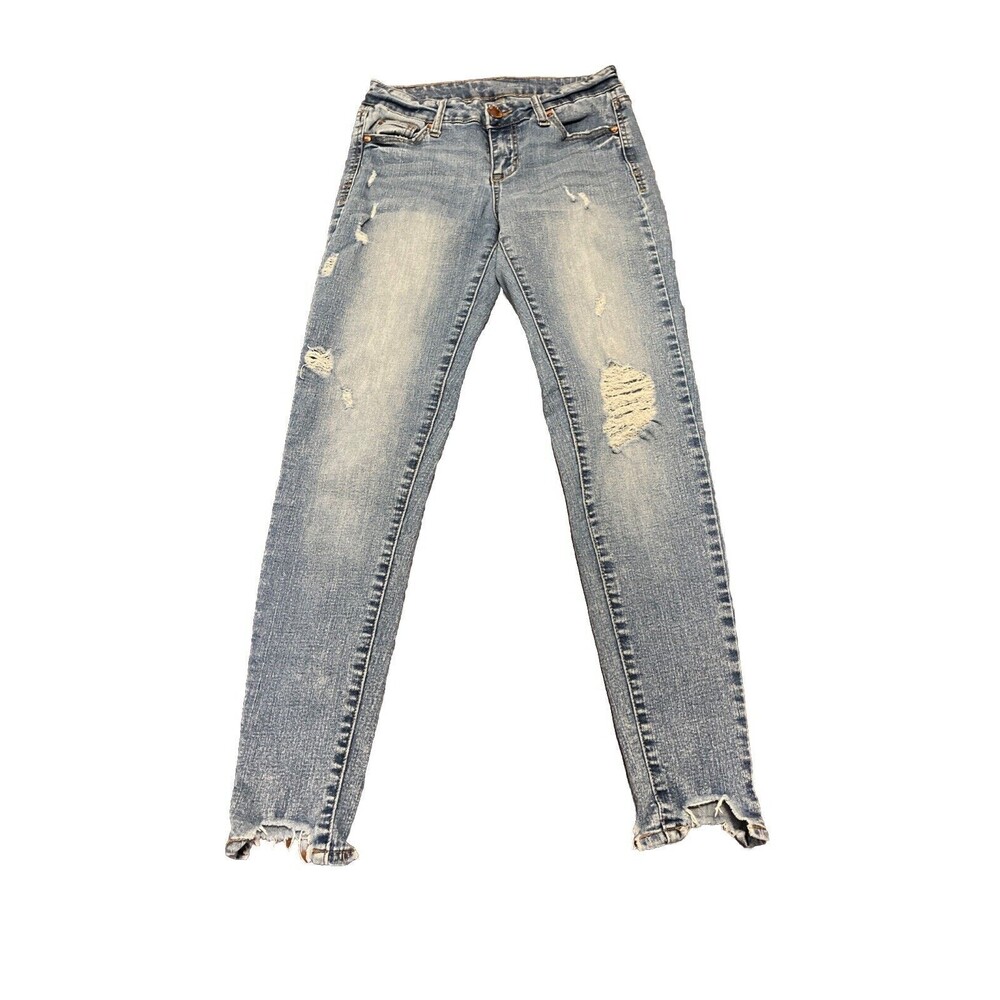 CP Jeans Sz 3 Mid Rise Skinny Women's Denim Jeans Distressed Blue Style Moondust